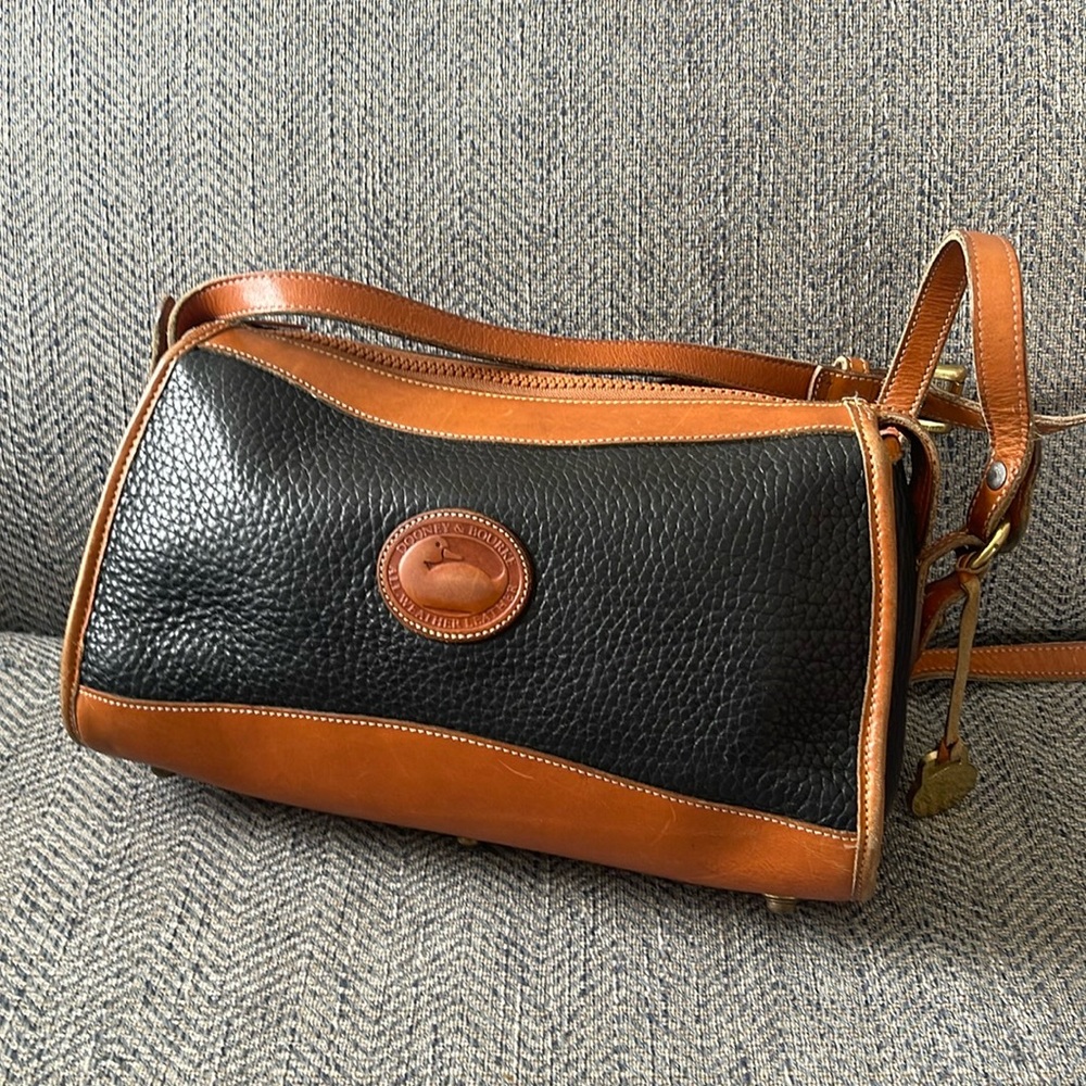 DOONEY & BOURKE Brown/Black Pebbled Leather Crossbo Bag